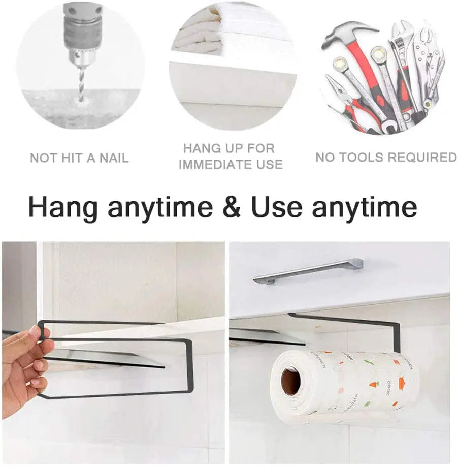 2 Pack Paper Roll Holder, Paper Towel Roll Holder Dispenser Napkins Storage Rack,Kitchen Toilte Organization Storage